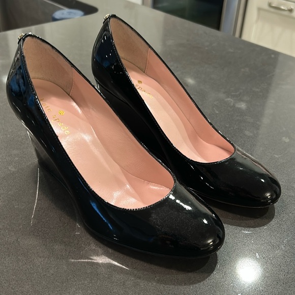 kate spade Shoes - Kate Spade Black Patent Leather Wedges
